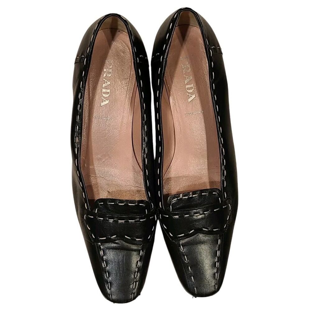 Prada Black Leather Heels